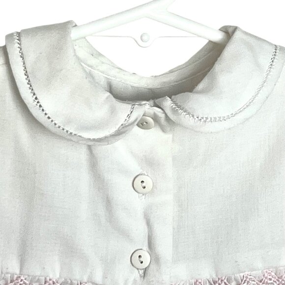 Sarah Louise England Girls White Hand Smocked Embroidered Dress 12 M Heirloom - Picture 8 of 12